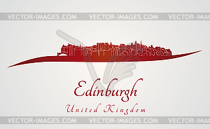 Edinburgh skyline in red - vector image