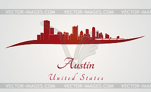 Austin skyline in red - vector clipart