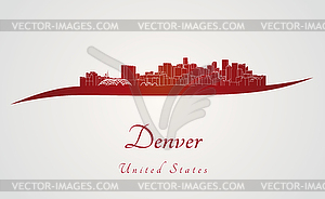 Denver skyline in red - vector clipart / vector image