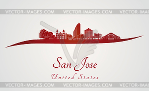 San Jose skyline in red - vector clipart