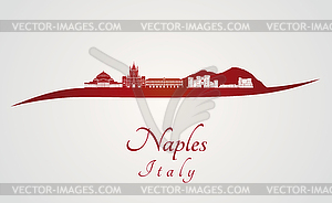 Naples skyline in red - vector clipart