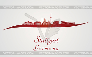 Stuttgart skyline in red - vector image