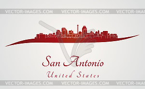 San Antonio skyline in red - color vector clipart