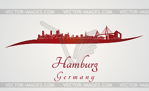 Hamburg skyline in red - vector clip art