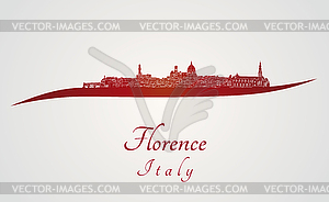 Florence skyline in red - vector image