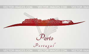 Porto skyline in red - color vector clipart