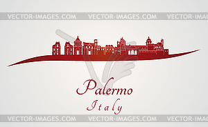 Palermo skyline in red - vector image