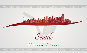 Seattle skyline in red - vector image