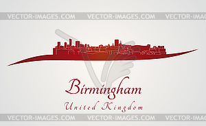 Birmingham skyline in red - royalty-free vector clipart