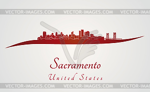 Sacramento skyline in red - vector clip art