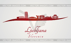 Ljubljana skyline in red - vector image