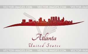 Atlanta skyline in red - vector image