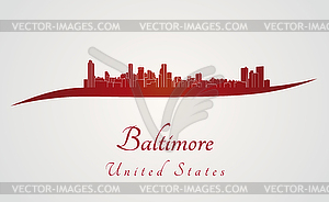 Baltimore skyline in red - vector clip art