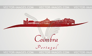 Coimbra skyline in red - vector clipart