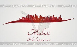 Makati skyline in red - vector image