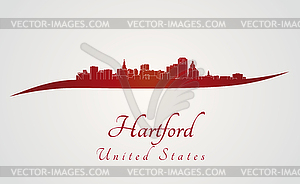 Hartford skyline in red - vector clipart