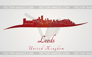 Leeds skyline in red - vector image