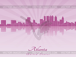 Atlanta skyline in purple radiant  - vector clipart