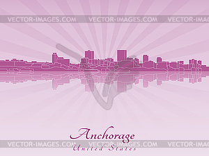 Anchorage skyline in purple radiant  - vector clipart