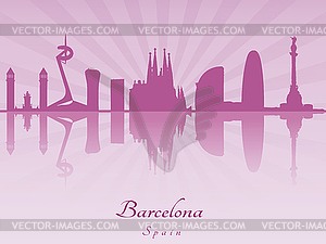 Barcelona skyline in purple radiant  - vector image