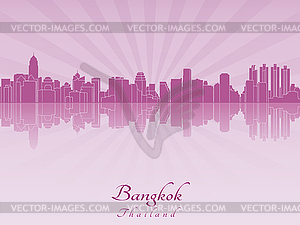 Bangkok skyline in purple radiant  - vector image