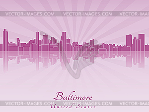 Baltimore skyline in purple radiant  - vector clipart