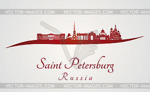 Saint Petersburg skyline in red - vector clipart / vector image