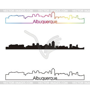 Albuquerque skyline linear style with rainbow - vector clipart / vector image