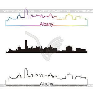 Albany skyline linear style with rainbow - vector clipart