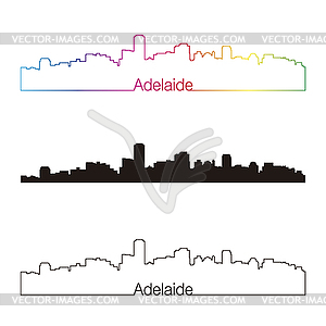 Adelaide skyline linear style with rainbow - vector image