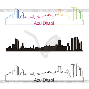 Abu Dhabi skyline linear style with rainbow - vector image