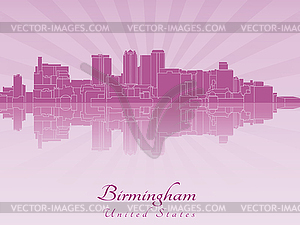 Birmingham AL skyline in purple radiant  - vector image