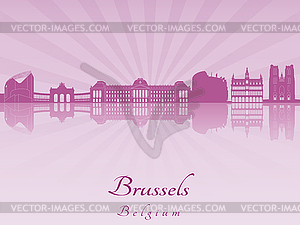 Brussels skyline in purple radiant  - vector EPS clipart