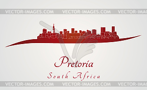 Pretoria skyline in red - vector clipart