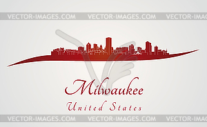 Milwaukee skyline in red - vector clipart