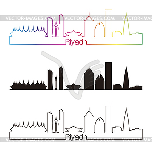 Riyadh skyline linear style with rainbow - vector clip art