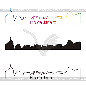 Rio de Janeiro skyline linear style with rainbow - vector image