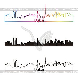 Дубай линейном стиле с радугой - клипарт в векторе / векторное изображение