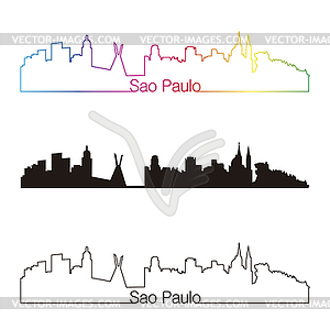 Sao Paulo skyline linear style with rainbow - vector EPS clipart