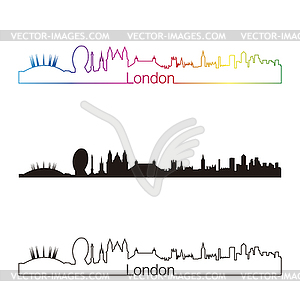 London skyline linear style with rainbow - vector image