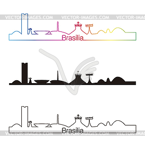 Brasilia skyline linear style with rainbow - vector EPS clipart