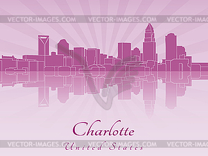 Charlotte skyline in purple radiant  - vector image