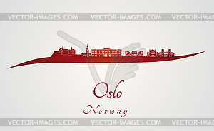Oslo skyline in red - vector clip art