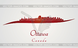 Ottawa skyline in red - royalty-free vector image