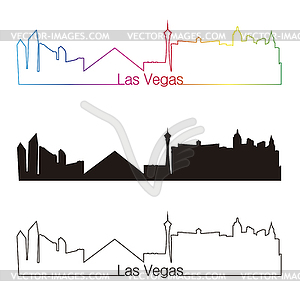 Лас-Вегас горизонт линейном стиле с радугой - клипарт в векторе