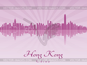 Hong Kong skyline in purple radiant  - royalty-free vector clipart