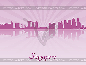 Singapore skyline in purple radiant  - vector image