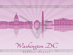 Washington DC skyline in purple radiant  - vector clipart