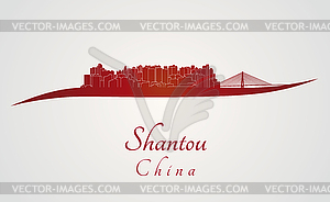 Shantou skyline in red - color vector clipart