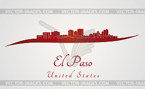 El Paso skyline in red - vector image